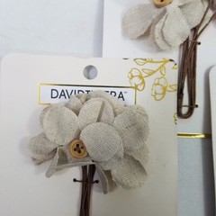 David Tutera Burlap Floral Pick 3″ Wedding Favor 3 Cards 12 Pc Hessian Jute