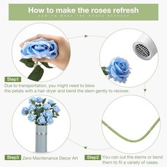 Thiccywoov 30 Pcs Rose Artificial Flowers in Bulk Lifelike Long Stem Light Blue
