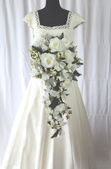 Winter Silver Cascade Silk Wedding Bouquet