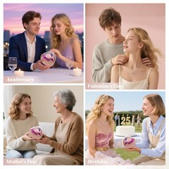 Casaido Preserved Real Rose with I Love You Necklace in Heart Shaped Pink