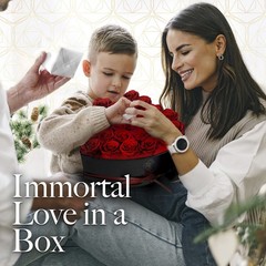 GLAMOUR BOUTIQUE 27 Flower Forever Heart Shape Box, 27 Roses, Red 27 Roses