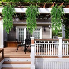 4Pcs Artificial Boston Fern Plant Fake Hanging Plastic Vine Home Outdoor Decor