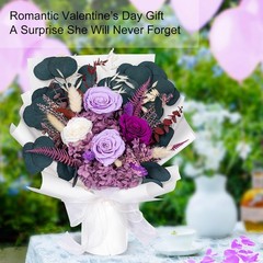Bonsion Preserved Flowers Bouquet for Delivery, Purple Rose