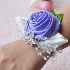 Hand Flower Bracelet Corsage Bridesmaid Wedding Prom Band Wrist Party Decor