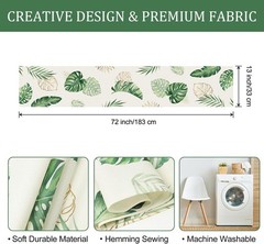 Tropical Palm Leaves Monstera Table Runner 13×72 Inch Summer Green Plant