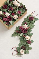6Pack 2ft Burgundy Artificial Flowers Garland Marsala & Blush Lantern Flower