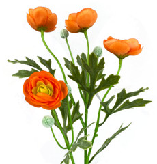 21″ Ranunculus Spray, 4 Heads, Artificial Silk Wedding Flowers Fake Faux Stems