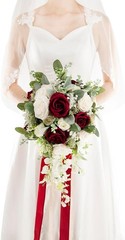 12 Inch Cascade Wedding Bouquets Bride Fall Burnt Orange Cascading Bridal