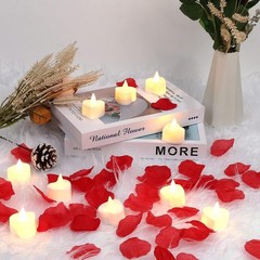 1000 Pétalos De Rosa Artificiales Velas 24 Pieza LED Sin Llama, Para Decoración.