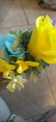 Prom Wrist Corsage & Bout Yellow Rose & Fillers, White Bow. Perfect For Prom.