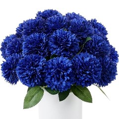 12 Pcs Artificial Chrysanthemums Flowers Ball Flower Fake Mums 12 Pieces Blue