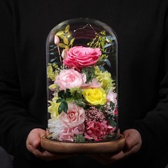 lovenfold Flowers for Delivery Preserved Rose in Glass Pink-spring
