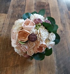 Blush Peach Pink Bridal Bouquet Artificial Sola Wood Wedding Flowers Bridesmaid