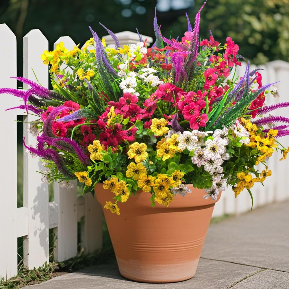 20 Packs Artificial Flowers Outdoor UV Resistant Fake Plants for Garden Patio…