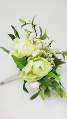 Wedding Bouquet Cottage French Mixed Flowers in White and Light Green Colors