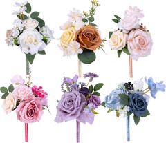 Vibrant Set of 6 Mini Bridesmaid Bouquets – Pre-Made Artificial Flowers