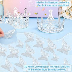 Flower Bouquet Accessories Silver Crowns Butterfly Decorations Pins Set