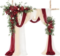 5 Piece of Wedding Arch Flowers Kit with Drapes Ceremony Backdrop Decor