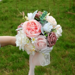 Elegant Wedding Bouquets Artificial Rose Flower Bunch for Bride and Bridesmaids