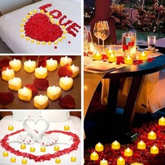 7000 Pieces Artificial Rose Petals with 72 Pieces Romantic Heart Led 7000+72