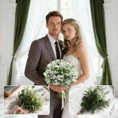 110 Pcs Mixed Artificial Eucalyptus Stems with Baby’s Breath Bulk Faux