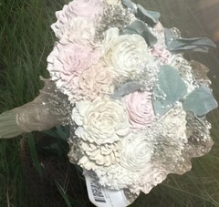 Wedding Bridal Bouquet White Roses Crystal Rhinestone Handle Elegant NEW