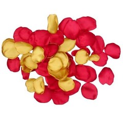 50 Red & Gold Satin Flower Petals For Wedding Decor
