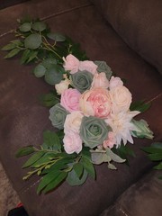 Artificial Silk Rose Peony Wedding Door Decoration Pink Green White