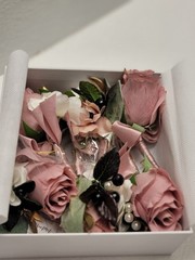 Ling’s Moment Boutonniere Set 6Pc Groom Groomsmen Wedding Artificial Flower