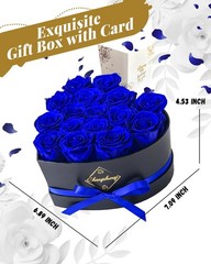 16 Flowers Forever Preserved Roses in Box, Mystic Blue
