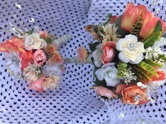 Wedding flowers bridal Bouquet Package Corals And Sunflowers 8 Bouquet