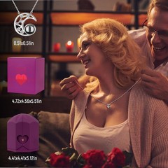 Preserved Real Rose with l Love You Necklace Eternal Forever Palace Purple
