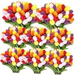 pcs Artificial Tulip Flowers Fake 1 Head 75 Pink, Red, Purple, Orange, Yellow