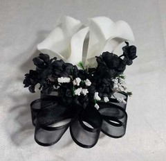 Black White Rose Calla Lily Bridal Wedding Bouquet Accessories