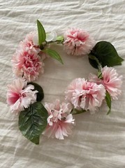 DIY ARTIFICIAL PINK CARNATION FLOWER HEADBAND CROWN