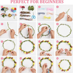 261Pcs/Set DIY Flower Crowns Making Kit Handmade Floral Crown Garland Kit Make Y