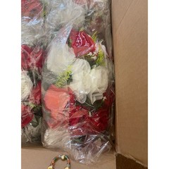 Red & White 13.8” Diameter Pcs of 6 Fake Flower Ball Arrangement