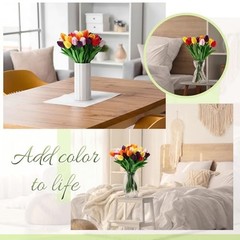 pcs Artificial Tulip Flowers Fake 1 Head 75 Pink, Red, Purple, Orange, Yellow