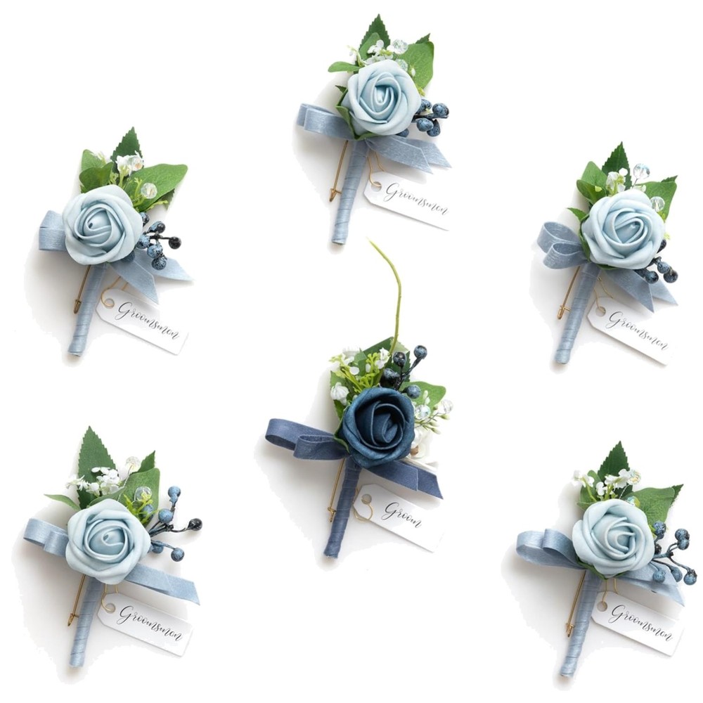 Men’s Boutonniere Pack Dusty & Light Blue