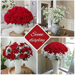 35 PCS Artificial Red Roses with 15 35 Pcs Red Roses With 15 Pcs Baby Breath