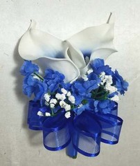 Royal Blue White Rose Calla Lily Bridal Wedding Bouquet Accessories