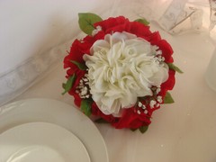 Red and White Rose Bridal Bouquet, Wedding Bouquet, Red Rose Bouquet, White Rose