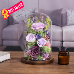 lovenfold Flowers for Delivery Preserved Rose in Glass Lilac