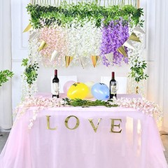 10 Pcs White & Pink Wisteria Hanging Flowers, 3.6Ft/Pcs Fake Wisteria