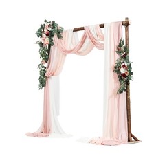 Uimoso Artificial Wedding Arch Flowers Kit with Drapes Kit Deluxe White and Pink