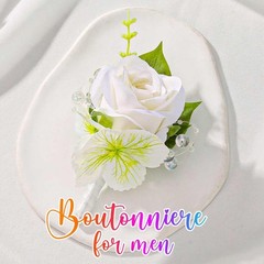 Wedding Flower Groom Boutonniere Rose Buttonholes Prom Suit Decoration for Men