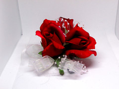 WRIST CORSAGE & BOUTONNIERE w/BRACELET, CHARMS custom order prom wedding birthdy