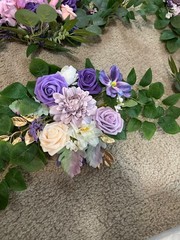 Flowers in shades of purple, can be used for parties, weddings or any party eve.