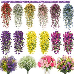 Artificial Flowers Plastic Fake Plants UV Resistant Home Garden Decor In/Outdoor