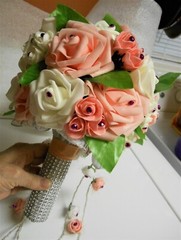 Bridal Bouquet Pink White Roses 2 Hanging Extensions Decoration Fuschia Silver